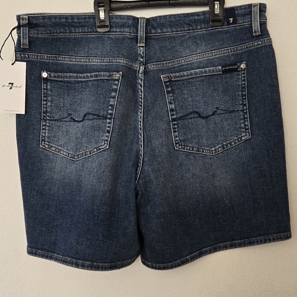 7for‎ All Man Kind Dark Blue Denim Shorts - Picture 4 of 6